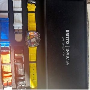 Britto Invicta Limited Edition Quartz Watch Set 5 Leather Straps